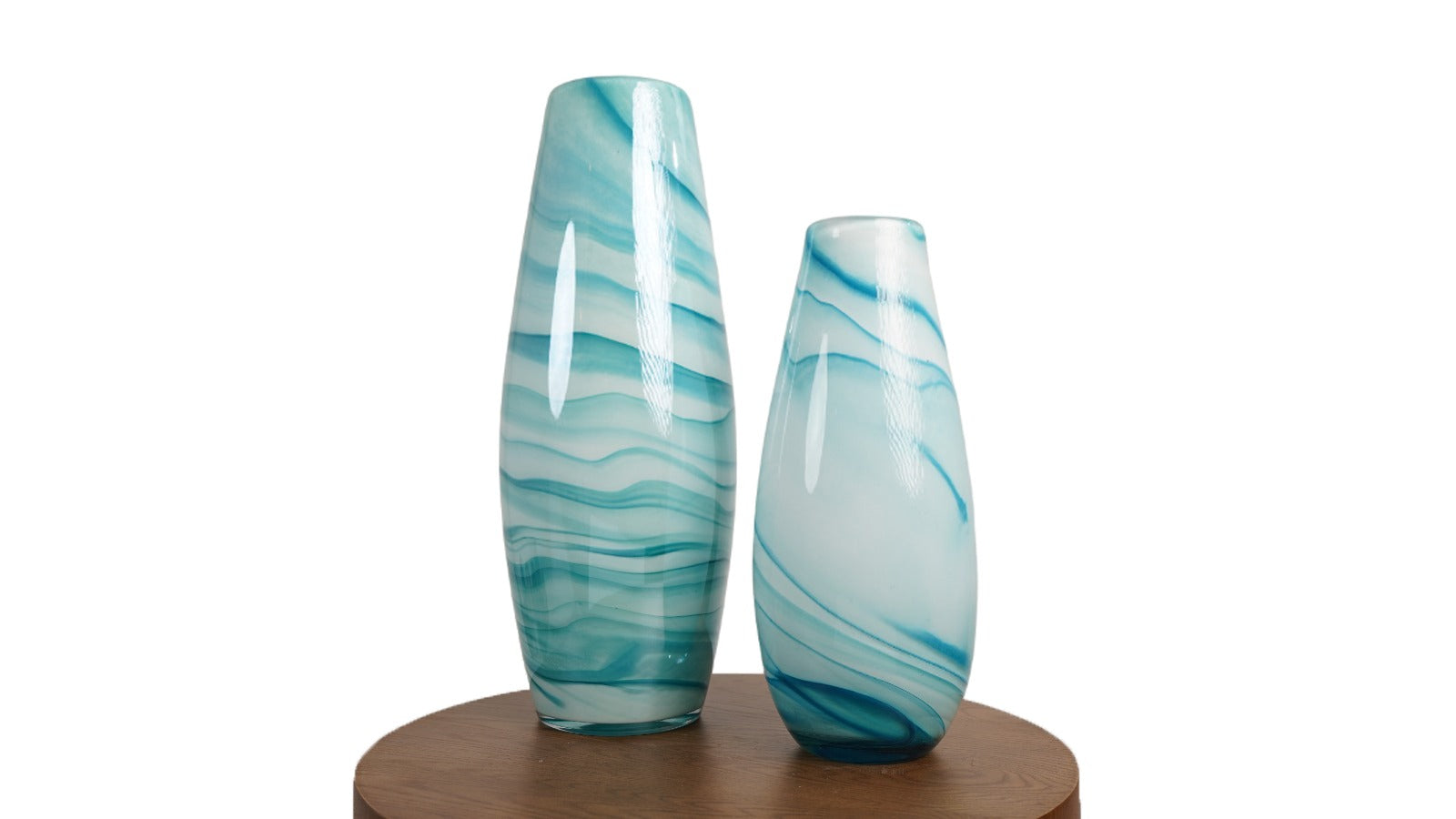 SET OF 2 BLUE VASES